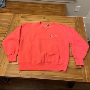 Vintage 90s Champion Sweatshirt Script Logo Crewneck Large USA Made Salmon